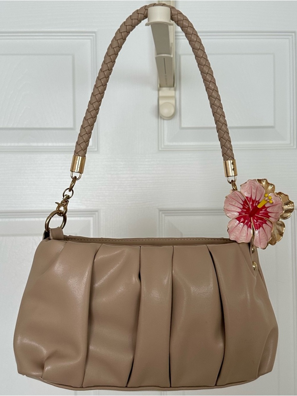 Stylish Taupe Pleated Shoulder Bag